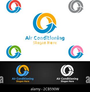 Air Conditioning and Heating Services Logo Design Stock Vector