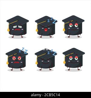 Cartoon character of college hat with sleepy expression Stock Vector