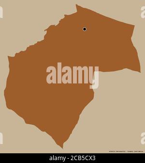 Shape of Atlántico, department of Colombia, with its capital isolated on a solid color background. Composition of patterned textures. 3D rendering Stock Photo
