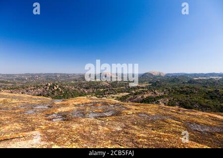 Matobo hills, dramatic natural rock formations, from hilltop of ...