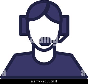 man with headset avatar line and fill style icon vector illustration design Stock Vector