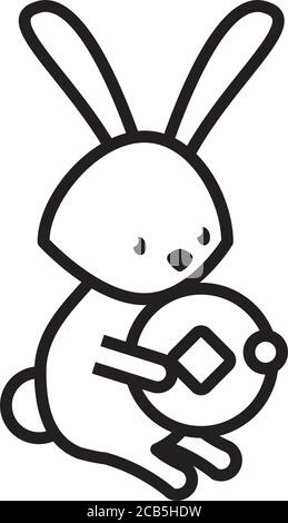 cute rabbit with lace line style vector illustration design Stock Vector