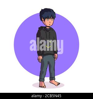 male character wearing black jacket. vector illustration Stock Vector