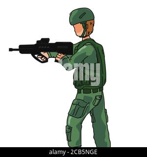 vector of soldiers were aiming with rifles Stock Vector