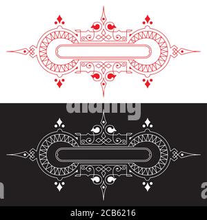 Pattern, Arabesque lines for art decor; ornate vignette for design template. Mono line illustration for invitation; card; coloring book. Stock Vector