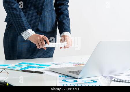 Businesswoman doing photo of document Stock Photo