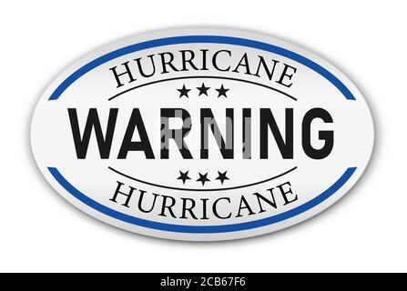 blue Hurricane warning Vector mark, badge illustration on white background. Stock Vector