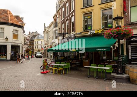 Subway shop in a shopping street in Utrecht Stock Photo