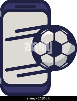 soccer sport balloon in smartphone line and fill style icon vector illustration design Stock Vector