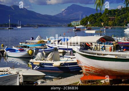 the harbour at Poros is a small Greek island-pair in the southern part of the Saronic Gulf, Greece