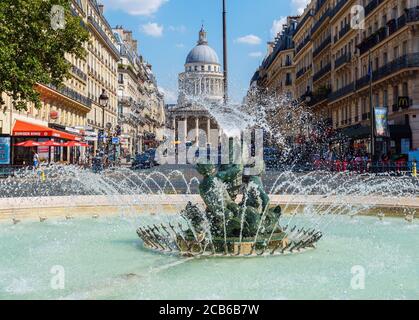 Edmond Rostand fountain with the Pantheon in the background - Paris, France Stock Photo