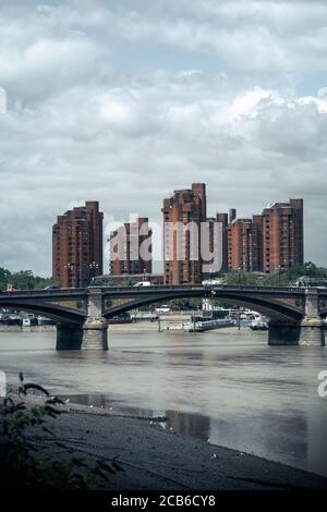 Battresea Bridge with Worlds End Estate  Behind, London UK Stock Photo