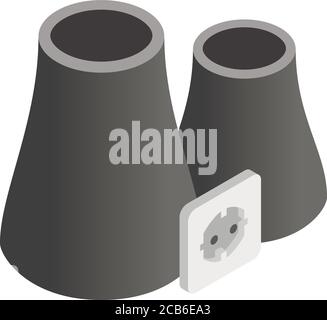 Nuclear station icon, isometric style Stock Vector