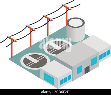 Power station icon, isometric style Stock Vector