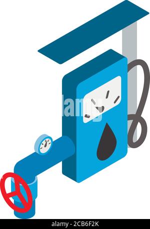 Gas station icon, isometric style Stock Vector