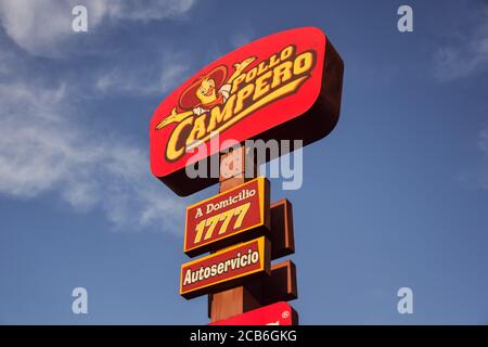 Guatemala City / Guatemala - August 27, 2015: Signboard of traditional fried chicken restaurant in Guatemala called Pollo Campero Stock Photo