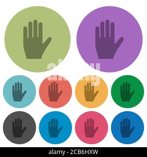 Left hand darker flat icons on color round background Stock Vector