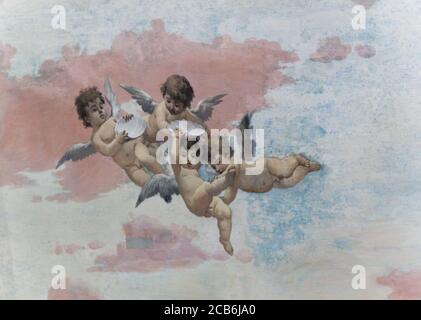 Cherubs from ceiling frieze in Sissi Palace Stock Photo