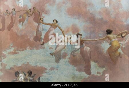 Angelic hosts from ceiling frieze in sissi palace Stock Photo