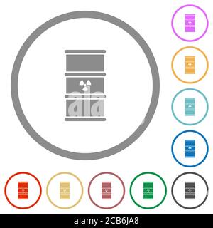 Radioactive waste flat color icons in round outlines on white background Stock Vector