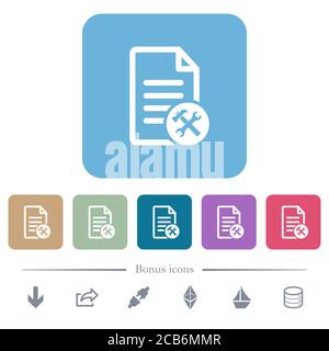 Document tools white flat icons on color rounded square backgrounds. 6 bonus icons included Stock Vector