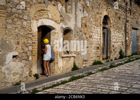 The ghost town of Craco, Matera province, Basilicata, Italy, Europe. Stock Photo