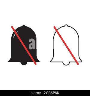 Notification mute bell icons in filled and outline style vector sign Stock Vector