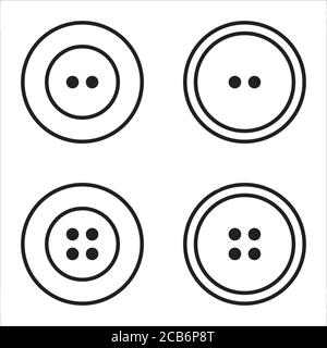 Clothes buttons with two or four holes icon set logotype. Vector isolated clothing buttons in outline style vector logo Stock Vector