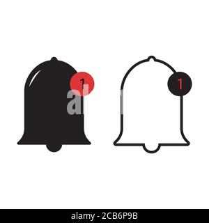 Notification new message bell icons in outline and filled style vector sign Stock Vector
