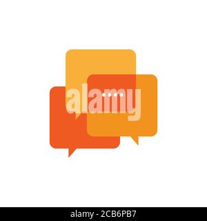 stylish overlapping square shape of speech bubble chat graphic vector logo design Stock Vector