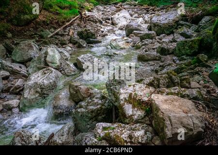 Hiking to the Lainbach Waterfalls near Kochel am See in Bavaria Germany Stock Photo