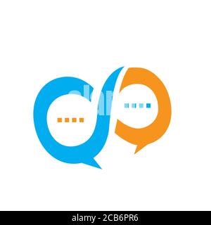infinity shape of speech bubble chat graphic vector logo design illustration Stock Vector