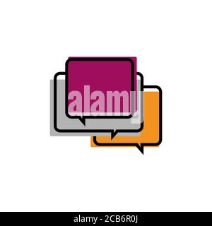 stylish overlapping square shape of speech bubble chat graphic vector logo design Stock Vector