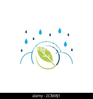 weather control climate change logo vector icon. simple shilhoutte of cloud and green elements for natural temperature change symbol. Stock Vector