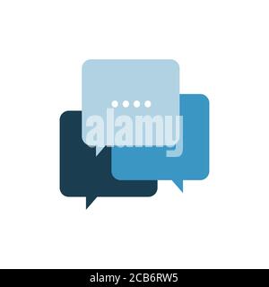 stylish overlapping square shape of speech bubble chat graphic vector logo design Stock Vector