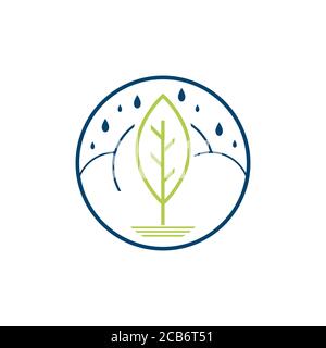 weather control climate change logo vector icon. simple shilhoutte of cloud and green elements for natural temperature change symbol. Stock Vector