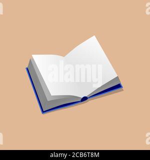 an open book with a blue cover and blank white pages. mockup Stock Vector