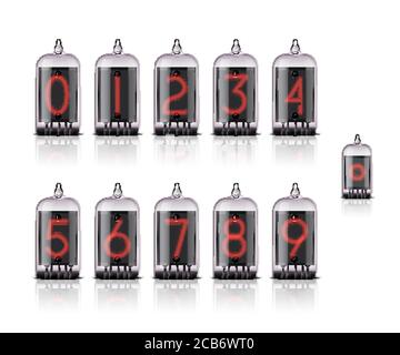 Vector numbers for vintage steampunk style lamp clock. Stock Vector