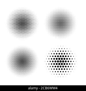Halftone radial set isolated on white background Stock Vector