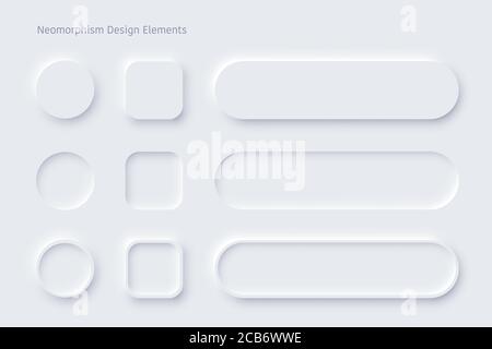 Vector neomorphism design white buttons or slider Stock Vector
