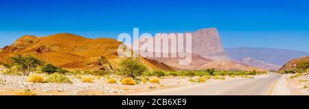 Beautiful roadside scape in Jebel Shams of Oman Stock Photo