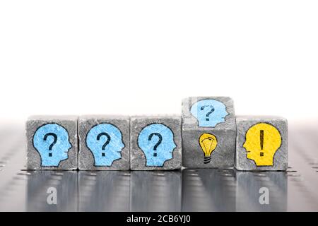 question and creative ideas printed on stones Stock Photo