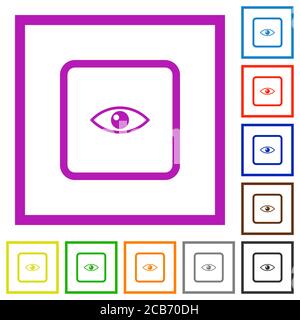 Preview object flat color icons in square frames on white background Stock Vector