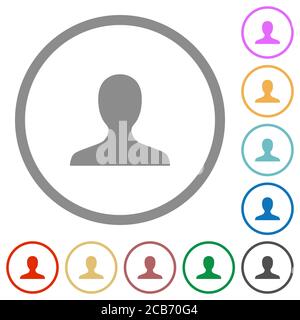 Blank user avatar flat color icons in round outlines on white background Stock Vector