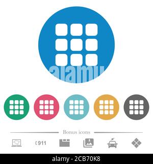 Small thumbnail view mode flat white icons in square backgrounds. 6 ...