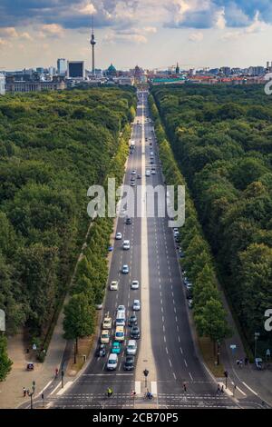 Berlin skyline viewed from Sieggesaule in Tiergarten. Taken In August 2013. Stock Photo