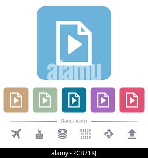 Playlist white flat icons on color rounded square backgrounds. 6 bonus icons included Stock Vector
