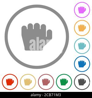 Left handed grab gesture flat color icons in round outlines on white background Stock Vector