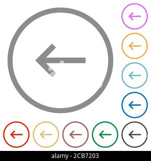 Keyboard backspace flat color icons in round outlines on white background Stock Vector