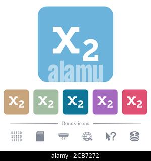 Subscript white flat icons on color rounded square backgrounds. 6 bonus icons included Stock Vector